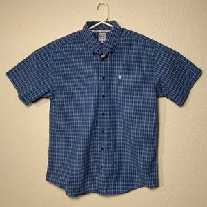 Cinch Mens Button Up Shirt Size M Short Sleeve Button Down Shirt Blue White